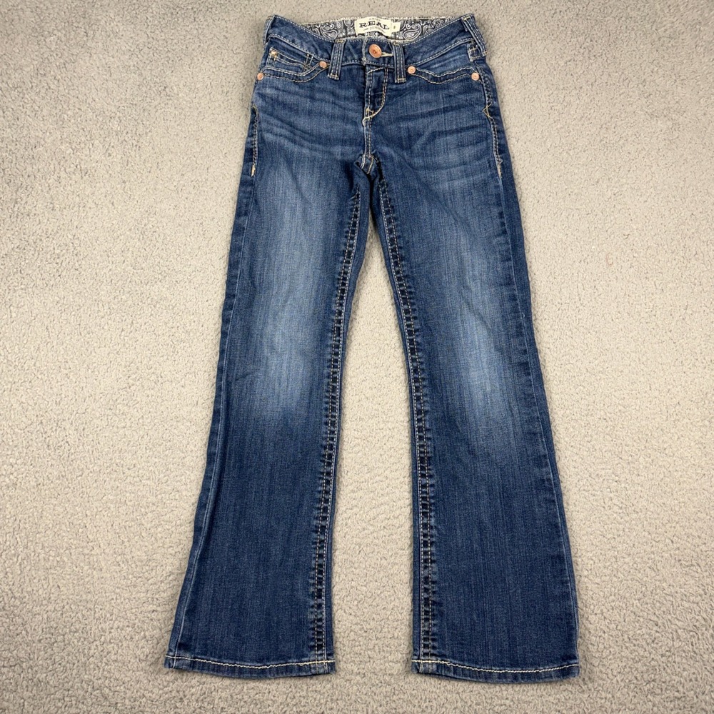 Ariat Jeans Girls 8 Blue R.E.A.L. Everlee Bootcut Blue Denim Western Rodeo